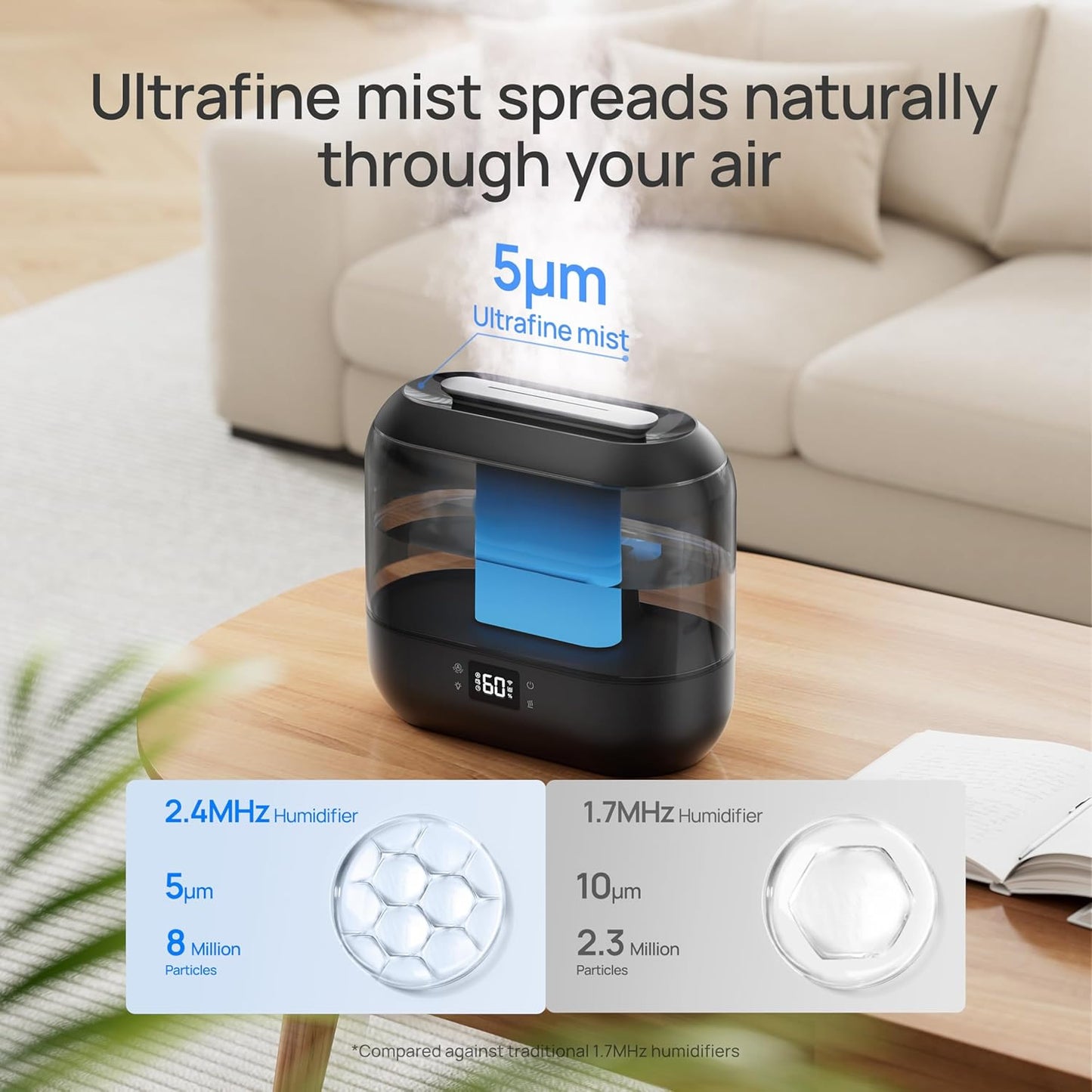 HUM311S Smart WiFi Ultrasonic Humidifier 4L – Quiet 28dB Cool Mist & Essential Oil Diffuser