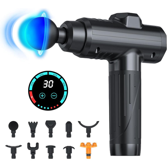 Massage Gun Portable Device with 10 Massage Heads 30 Speeds with LCD Touch Screen