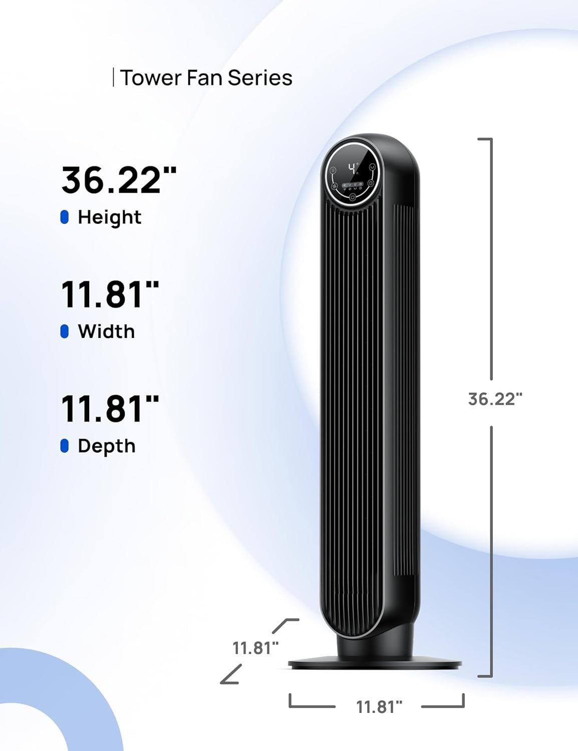 RadiCool Nomadic ONE 36-Inch Bladeless Tower Fan – 28dB Silent Cooling Fan with 90° Oscillation & Smart Control