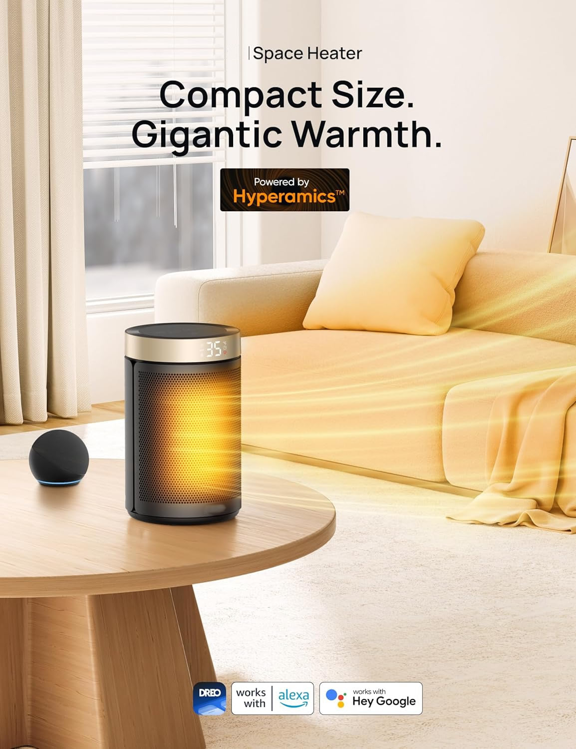 RadiHeat Atomic 316S 10-Inch Smart WiFi Space Heater – 1500W Hot & Cool Fan with Precise Temperature Control