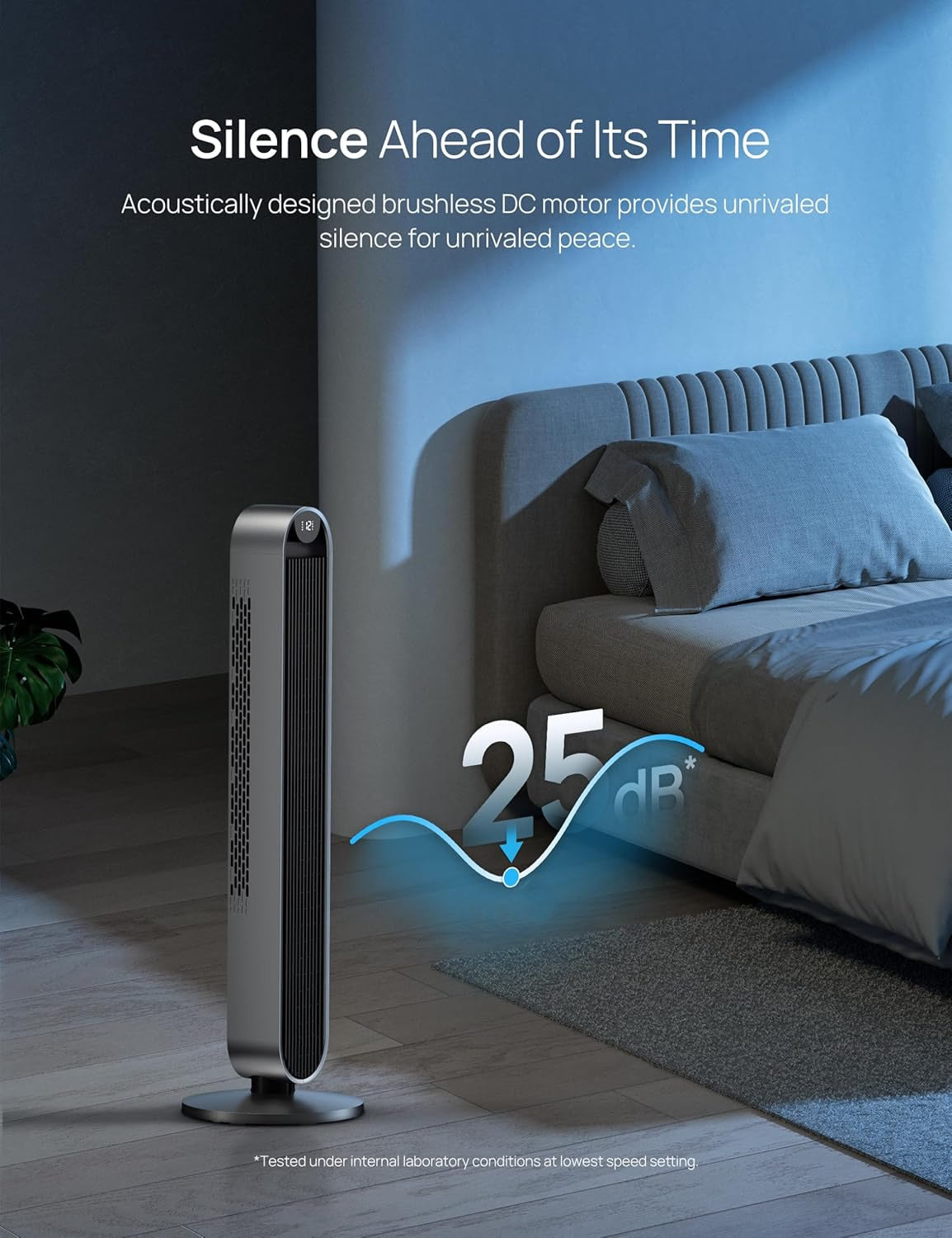 RadiCool Pilot Max S 42-Inch Smart WiFi Bladeless Tower Fan – 25dB Silent Cooling with 120° Oscillation