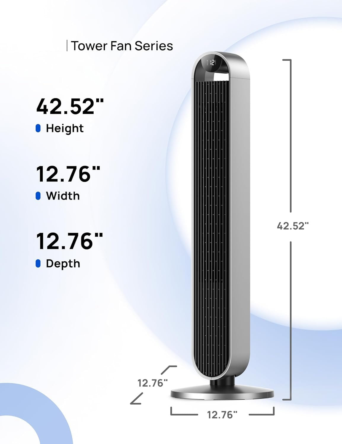 RadiCool Pilot Max S 42-Inch Smart WiFi Bladeless Tower Fan – 25dB Silent Cooling with 120° Oscillation