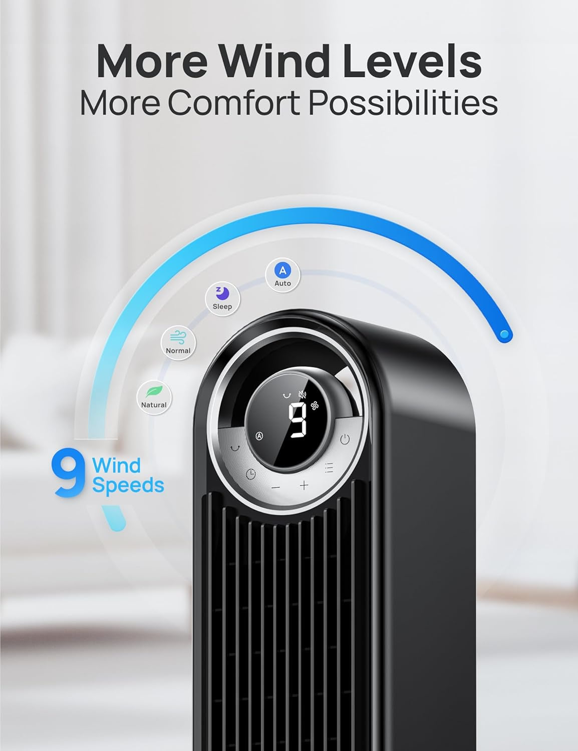 RadiCool Cruzer Pro T2S 42-Inch Smart WiFi Bladeless Tower Fan – 25dB Quiet 90° Oscillation